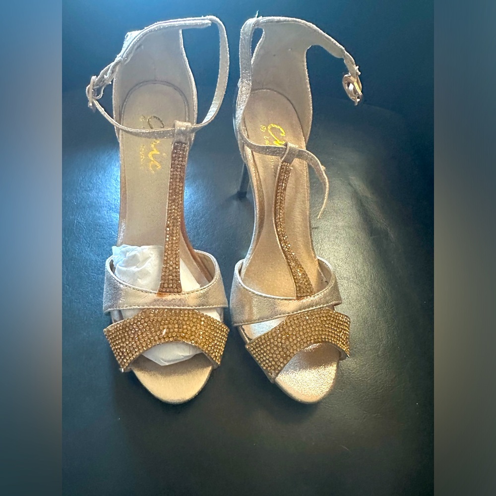 Elegant Gold Heels by Qupid